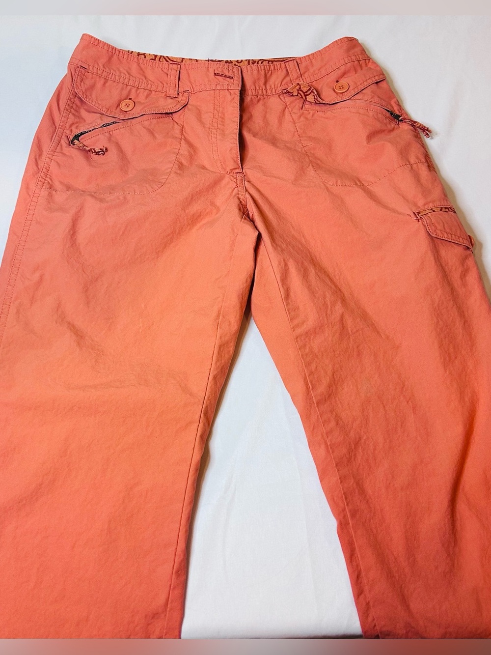 Sigrid Olsen Women’s Cropped Pant Orange Relaxed Fit Cotton Size 4